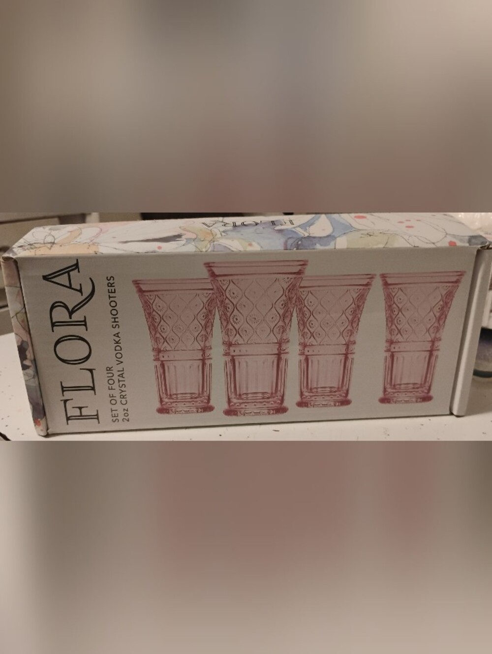 Flora-4pc Crystal 2oz Vodka Shooters (Pink 🩷)